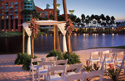 Beach Wedding Ceremony Set-Up at the Walt Disney World Dolphin Resort