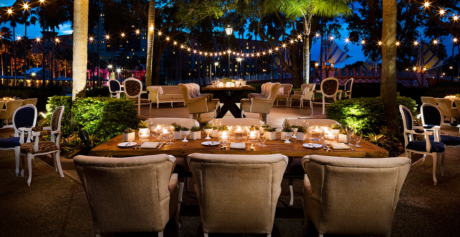 Dinner Banquet Set-Up at Crescent Terrace at the Walt Disney World Swan Resort