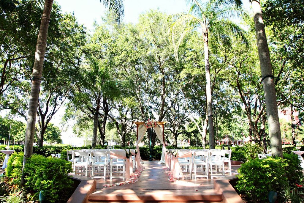 Wedding Ceremony Set-Up at Crescent Terrace at the Walt Disney World Swan Resort