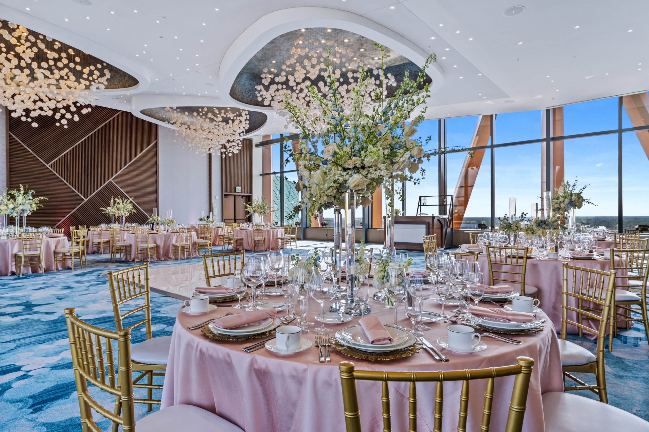 Wedding Banquet Set-Up at the Vue on the Rooftop of the Walt Disney World Swan Reserve