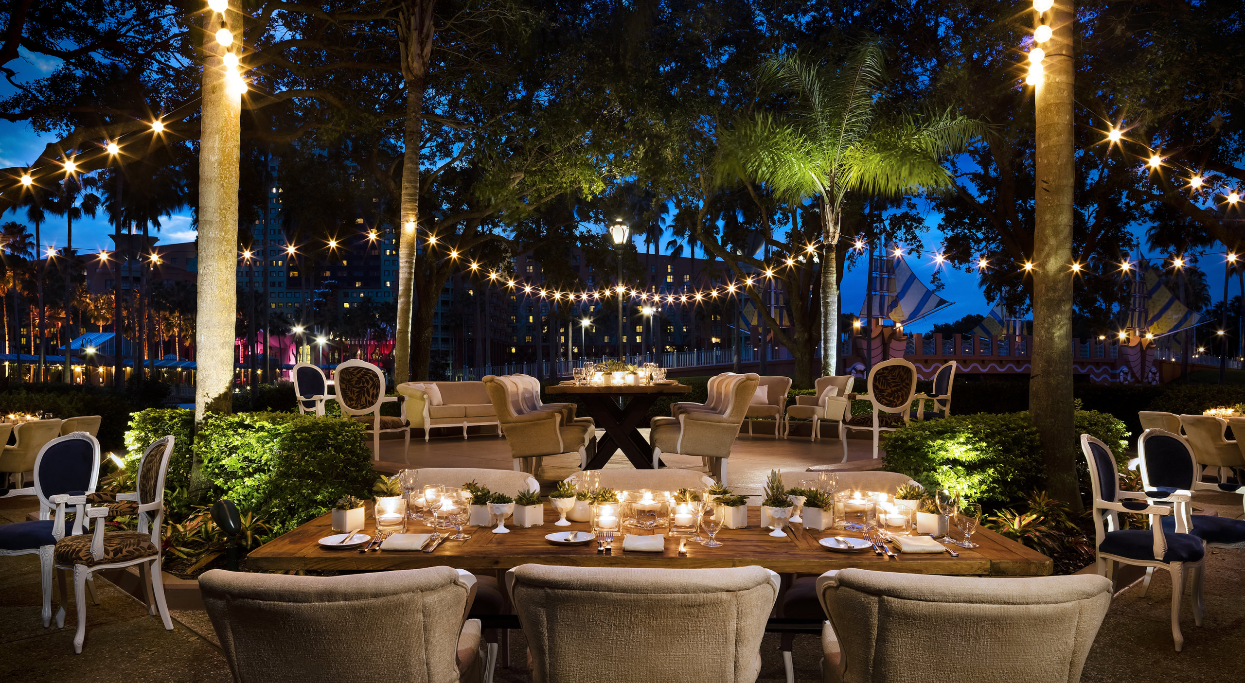 Dinner Banquet Set-Up at Crescent Terrace at the Walt Disney World Swan Resort