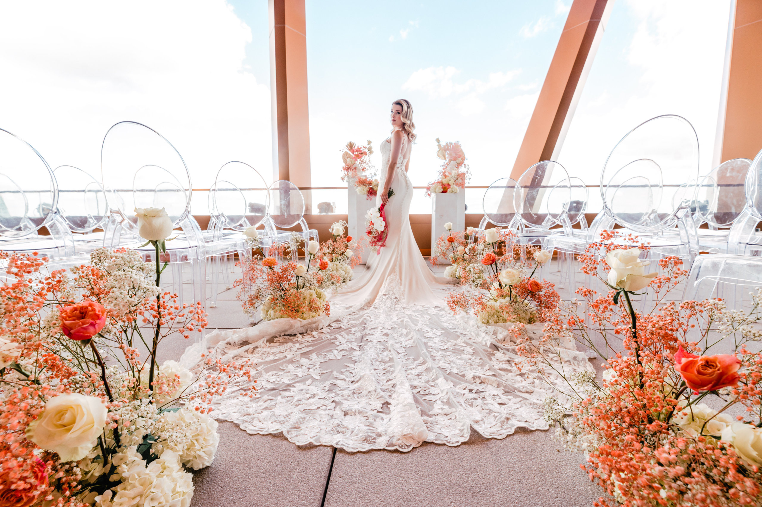 Bride Before Ceremony at the Vue on the Rooftop of the Walt Disney World Swan Reserve