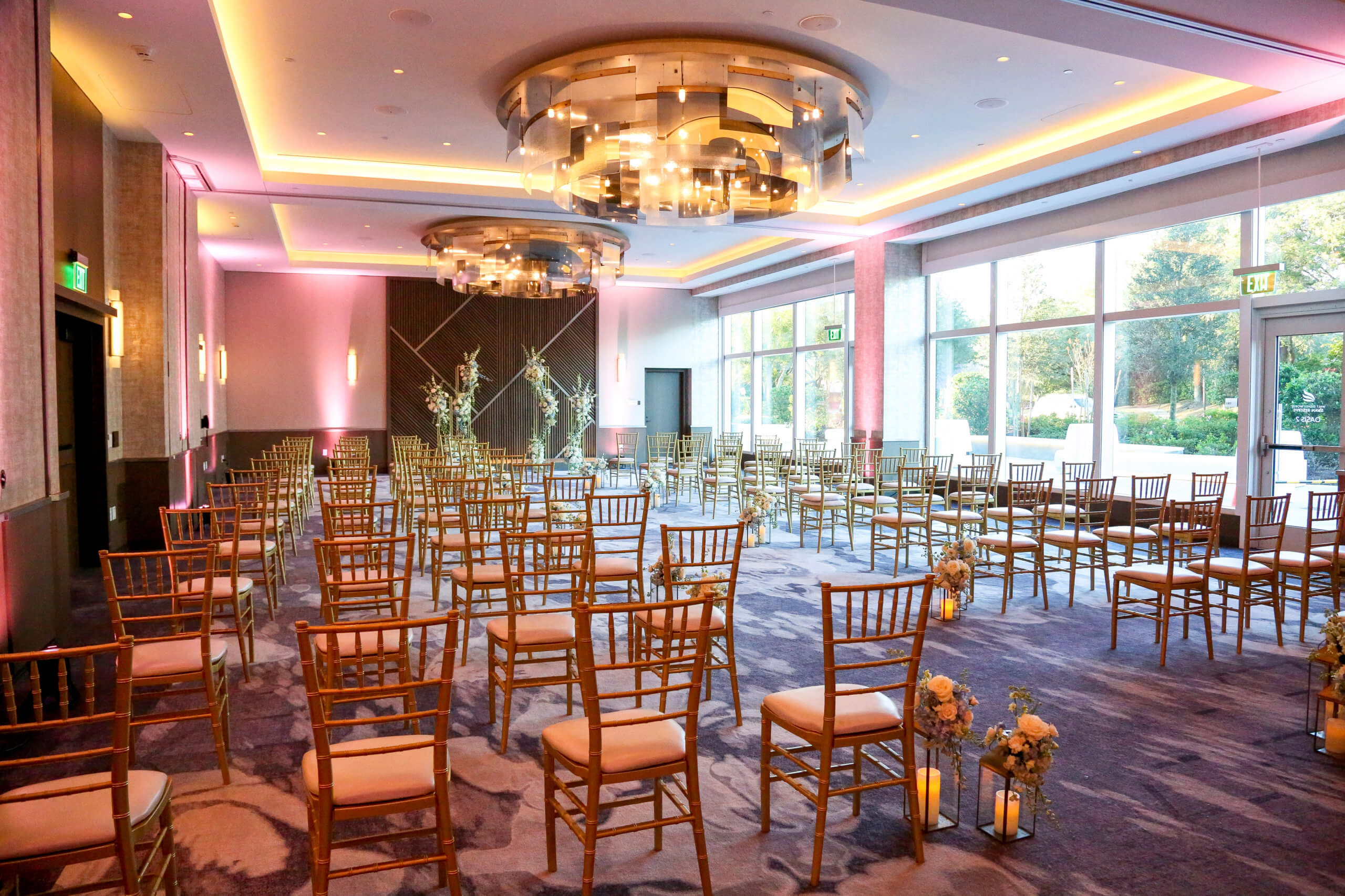 Wedding Ceremony Set-Up in the Oasis Ballroom at the Walt Disney World Swan Reserve